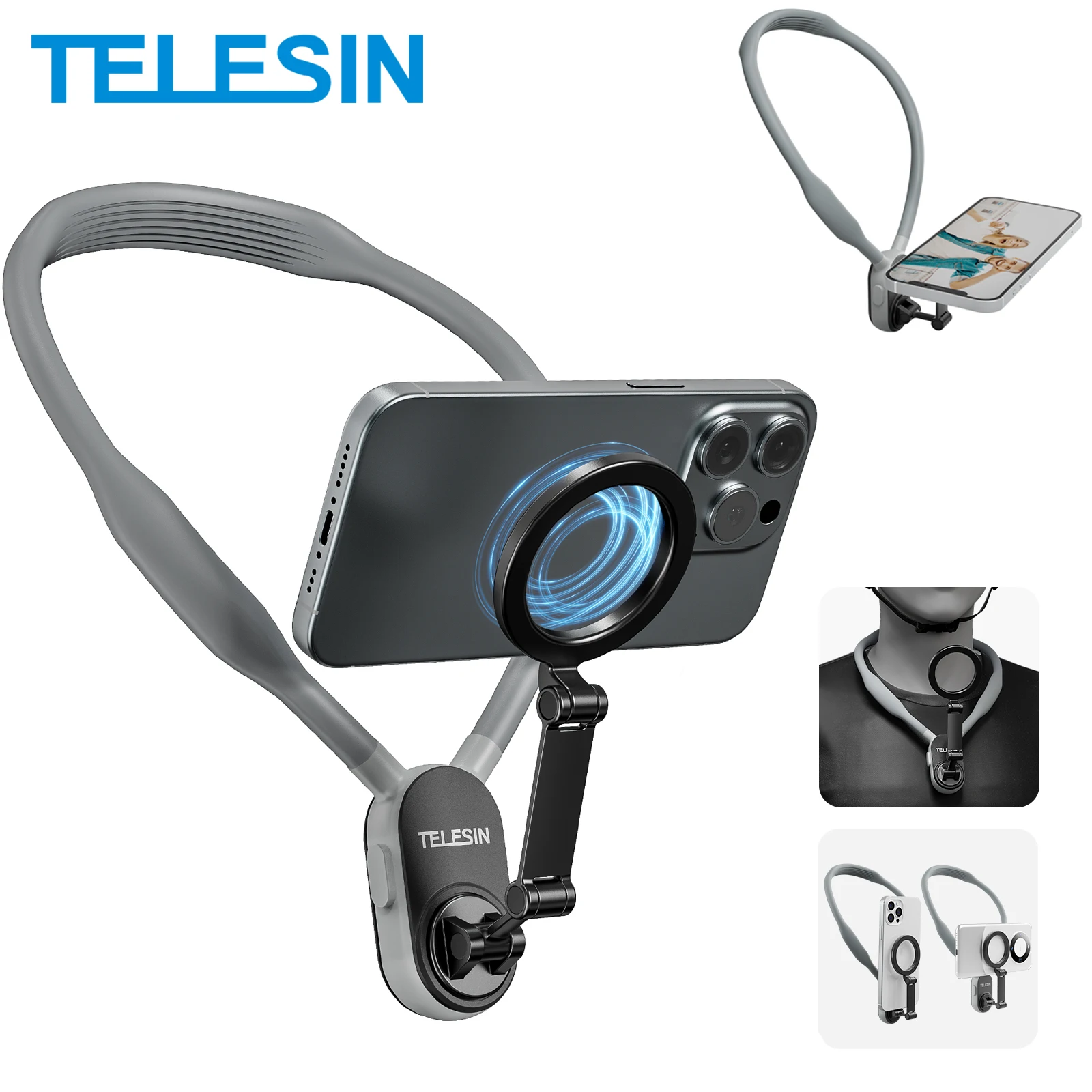 TELESIN Silicone Magnetic Quick Release Neck Mount for Your Smartphone π±π½οΈ