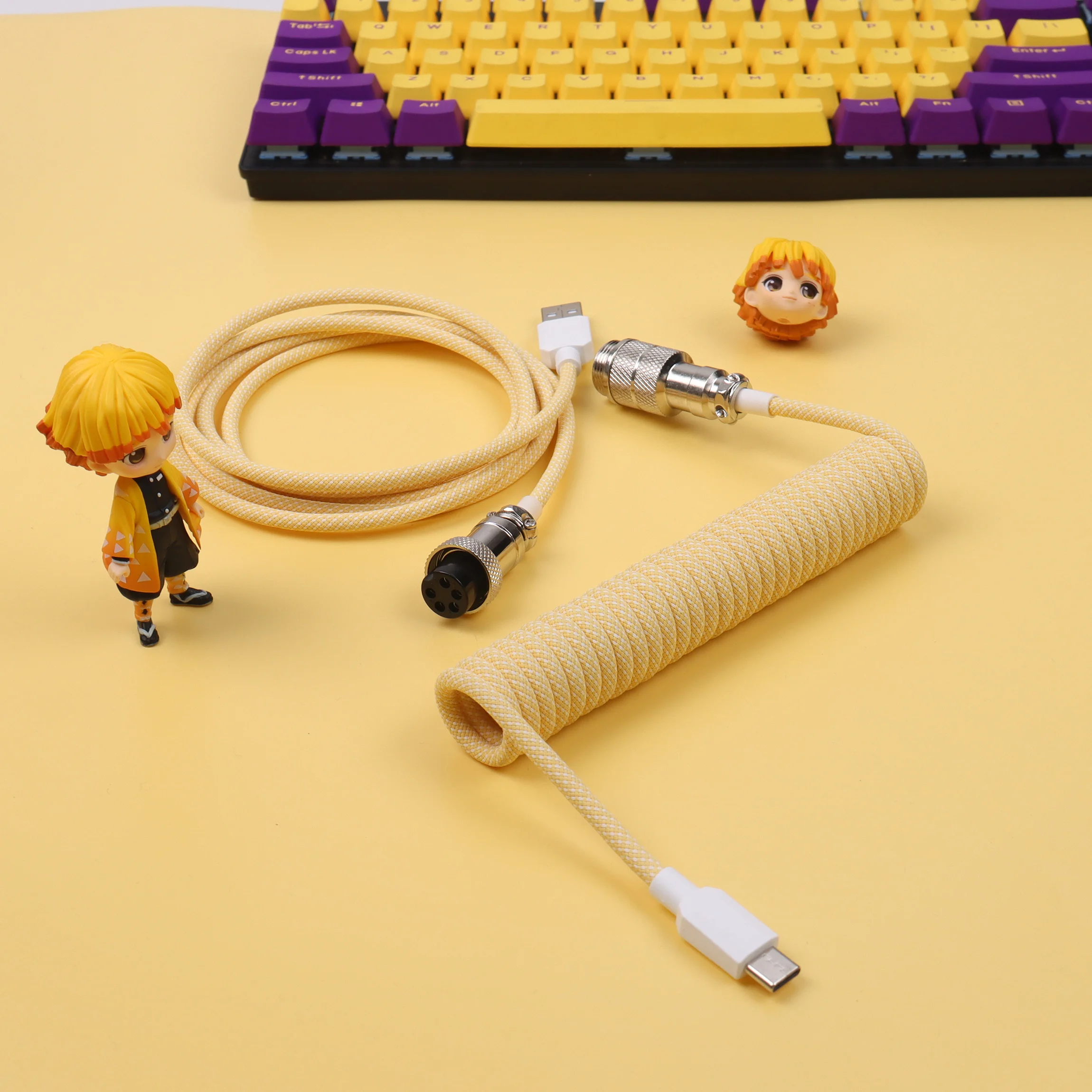 Experience the Perfect Match: LANO Macaron Coiled Cable for Your USB Mechanical Keyboard 💻🍪
