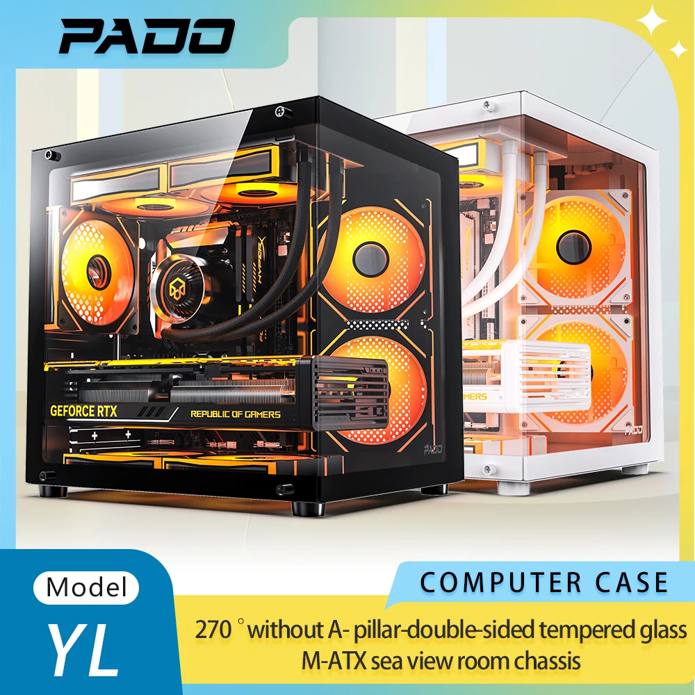 Experience Next-Level Gaming Aesthetics with the PADO YL M-ATX 270° Sea View Case