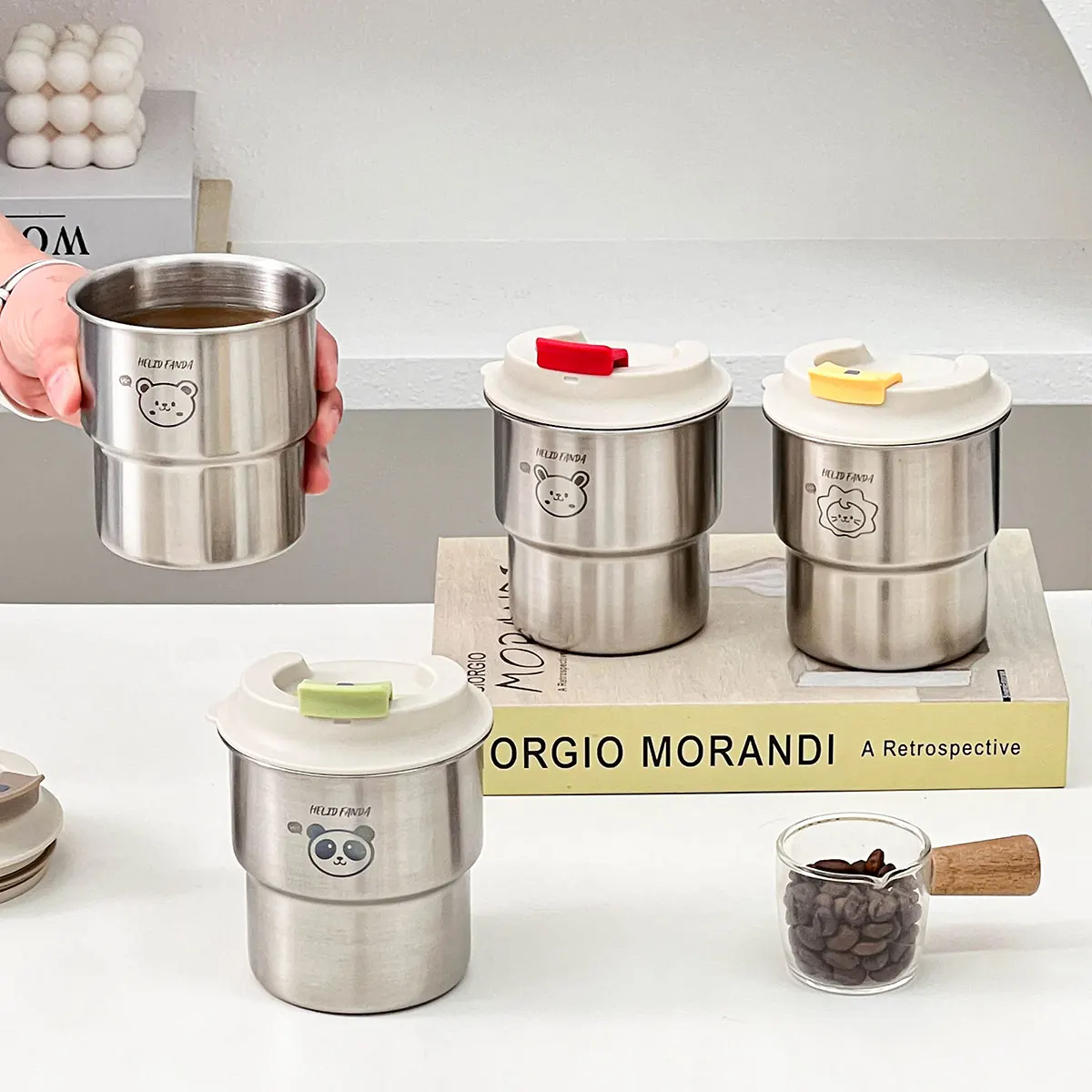 WorthBuy 400Ml Stainless Steel Coffee Mug With Lid: Cute Pattern, Leak-Proof, and Perfect for Kids and Adults 🌟