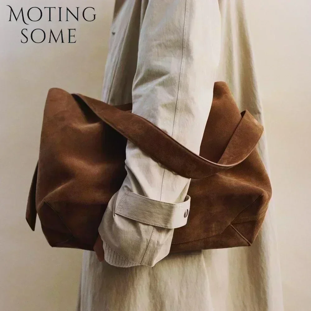 Motingsome Oversize Women’s Bag: Luxury Suede Leather for Winter 2024 ❄️👜