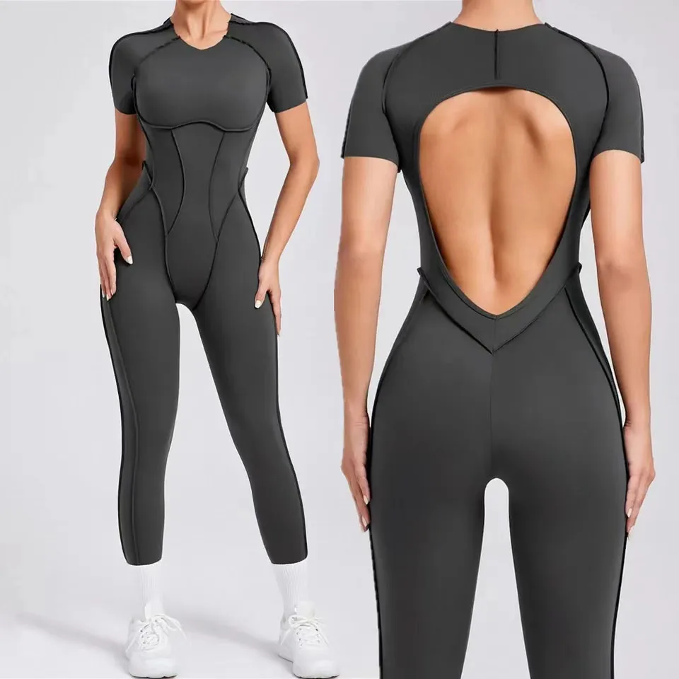 Elevate Your Workout with the Trendy Backless Slim Fit Yoga Jumpsuit