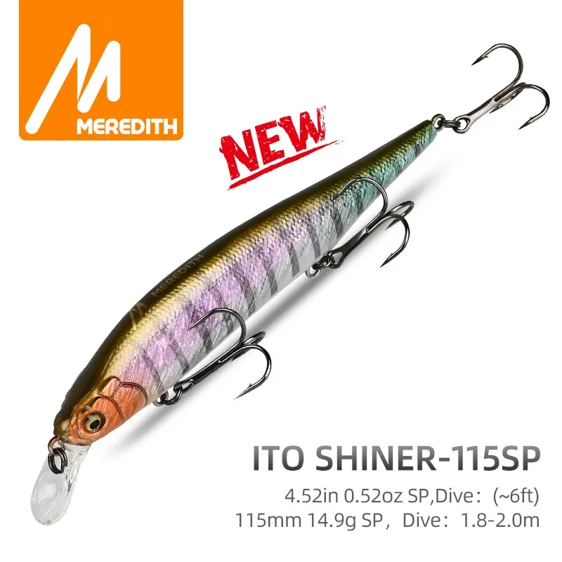 Experience Precision Fishing with MEREDITH ITO SHINER-115SP Tungsten Minnow Wobbler 🎣✨