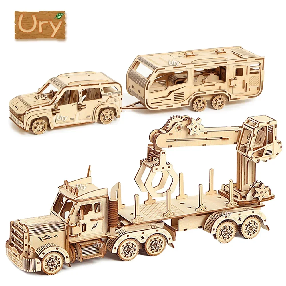 Unleash Creativity with the Ury 3D Wooden Puzzle Movable Models! 🚜✈️🧩