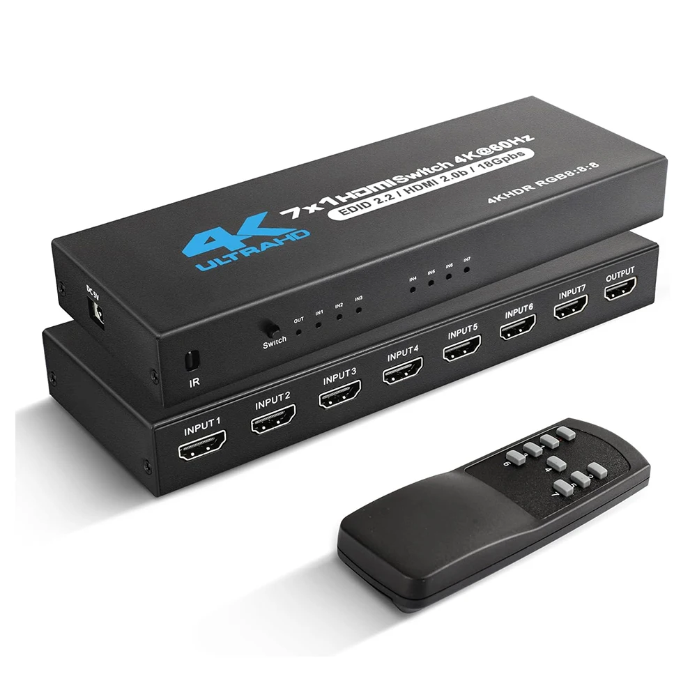Seamless HDMI Switching: 7-in-1 4K 60Hz HDMI 2.0 Switch with Remote 🎮📺