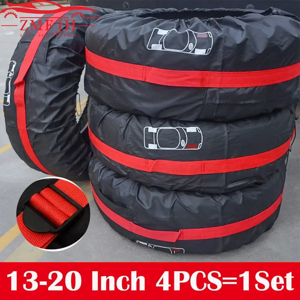 Protect & Style Your Spare Tires with 4PCS Polyester Tire Covers 🚗✨