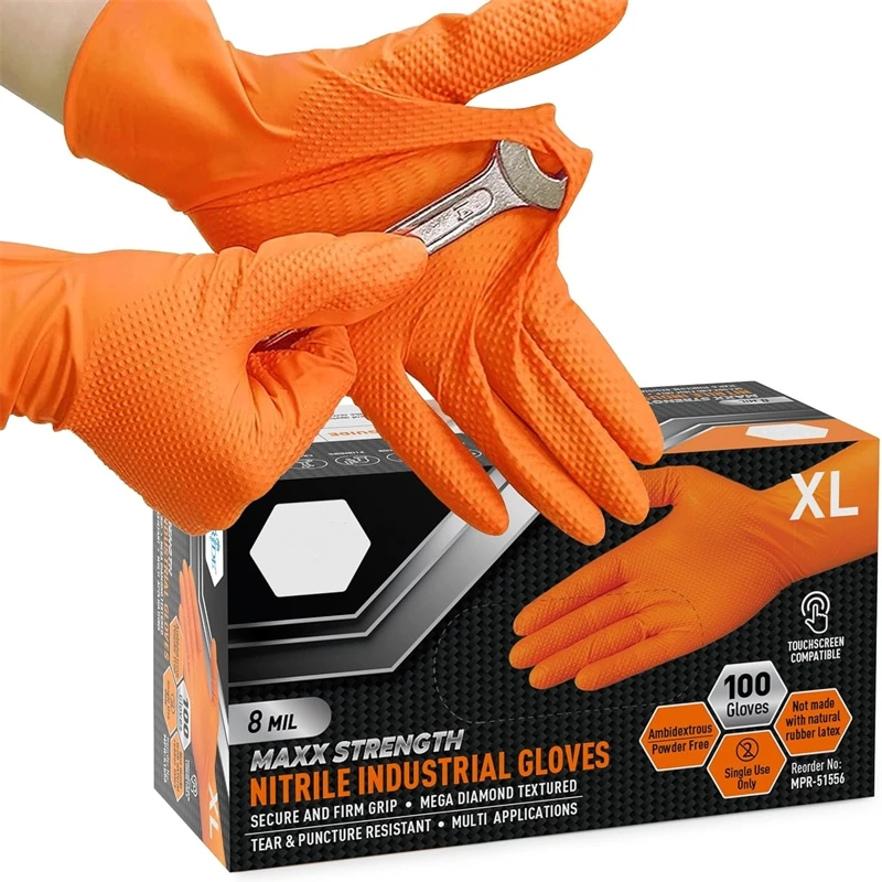 Ultimate Protection with Heavy Duty Orange Nitrile Gloves 🧤🔧