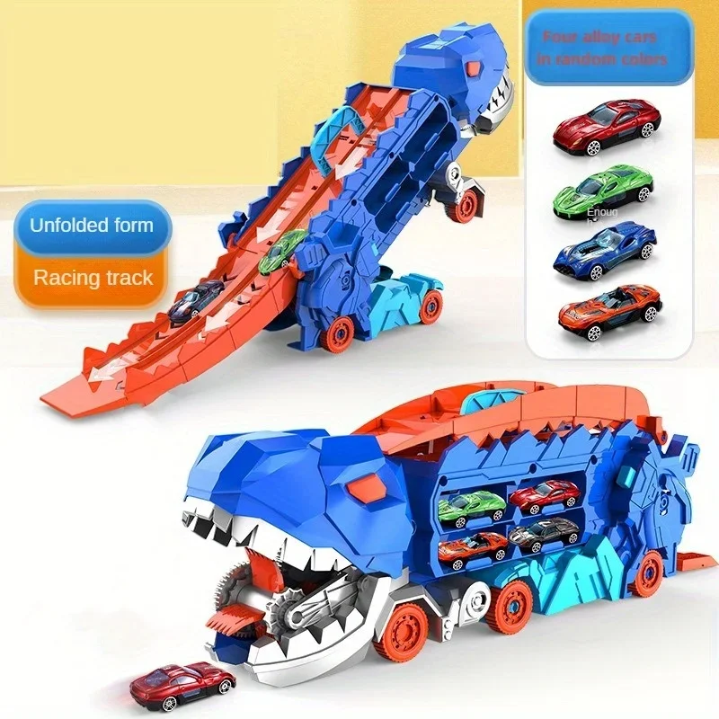 Unleash Adventure with the Transport Dinosaur Truck & Foldable Racing Track! π¦π