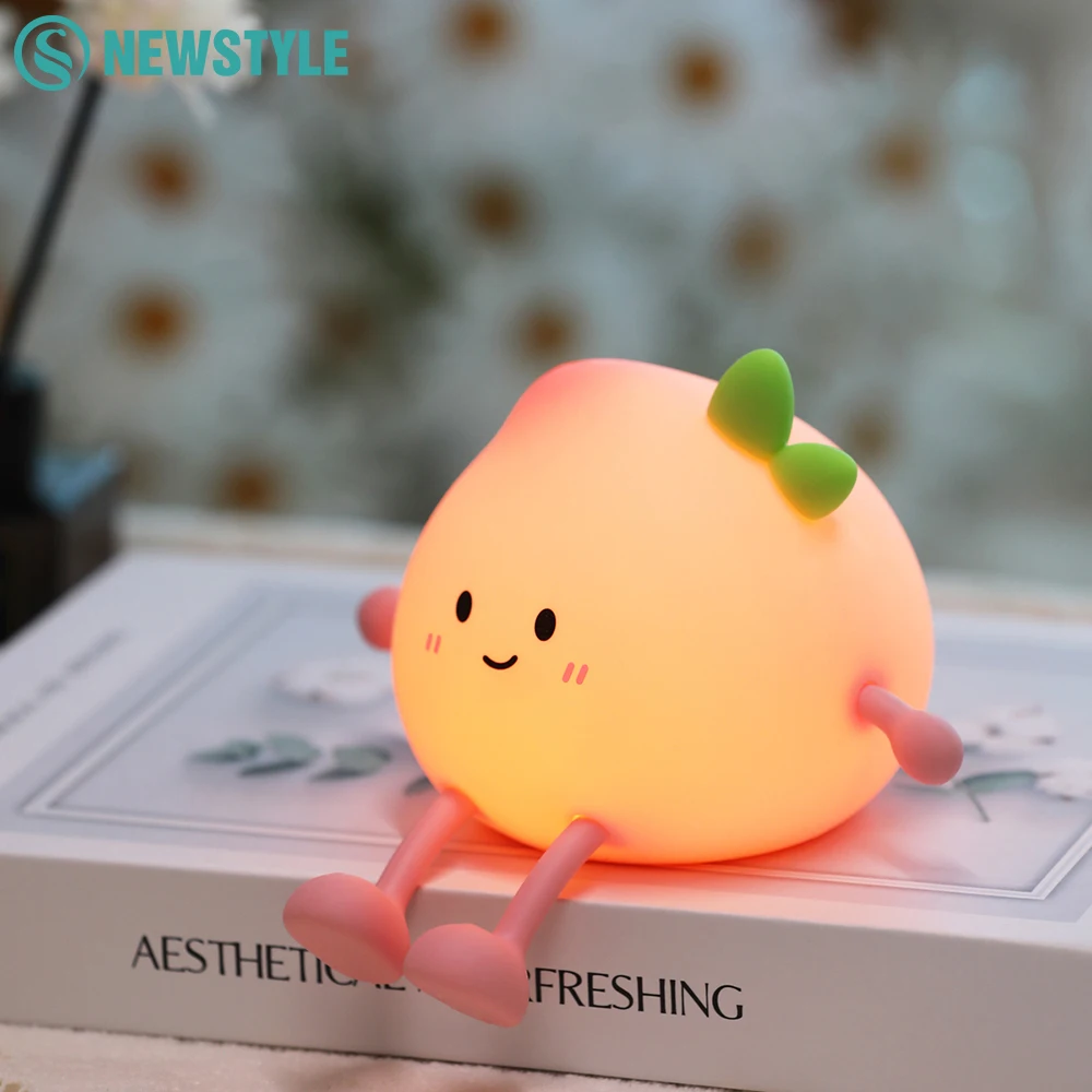Transform Your Nights with the Cute Silicone Peach Night Light 🍑💡
