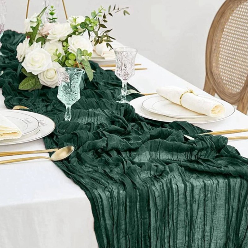 Rustic Green Gauze Table Runner