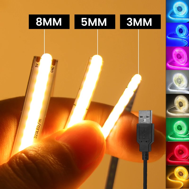 HEGEHE Ultra-Thin 5V USB COB Strip