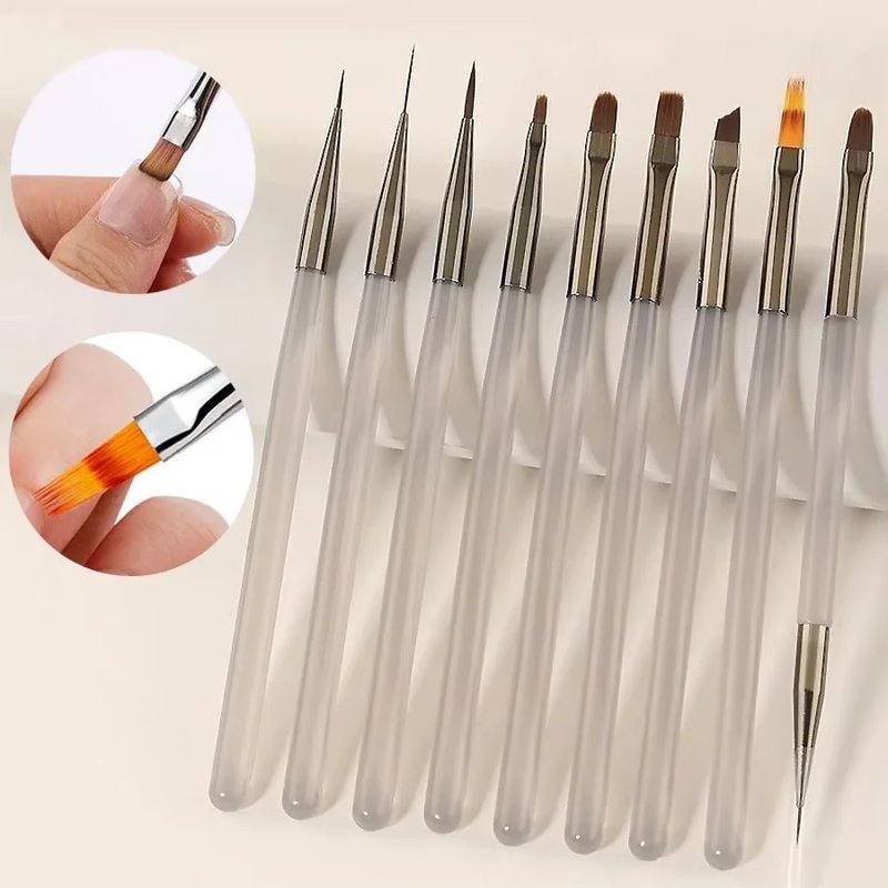 9-Piece Gray Nail Art Brush Set
