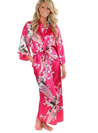 Elegant Floral Silk Bathrobe