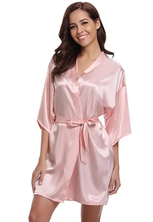 Elegant Navy Silk Kimono Robe