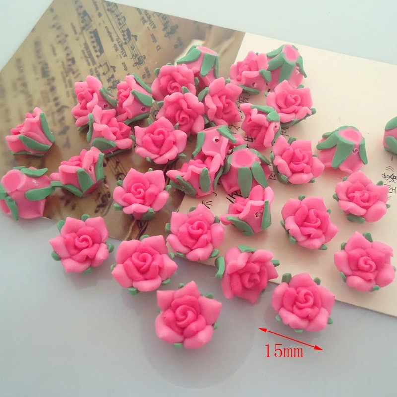 15mm Polymer Clay Flower Beads - 25pcs