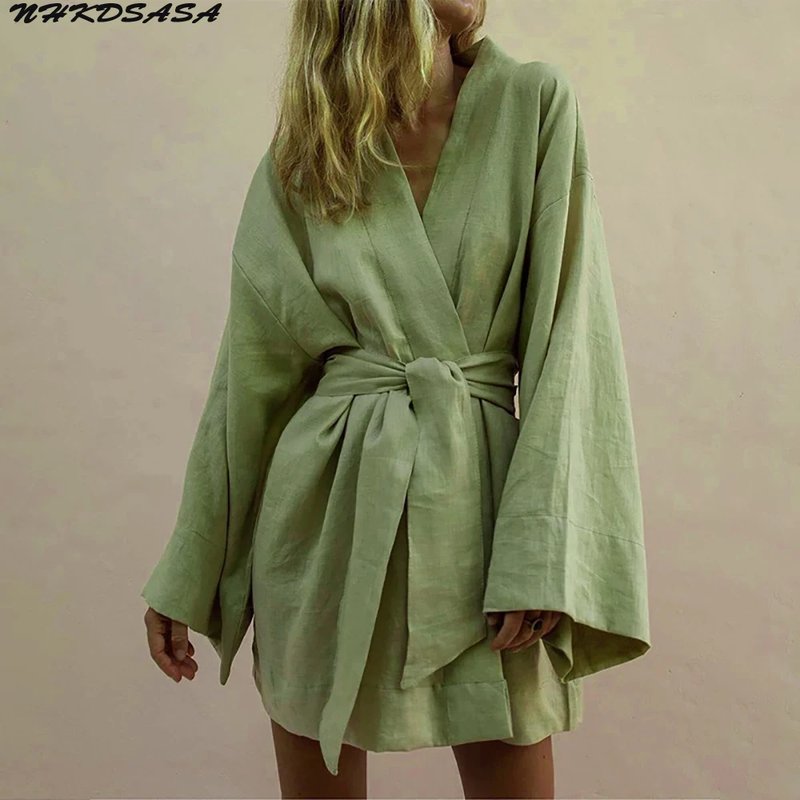 Chic V-Neck Kimono Dress