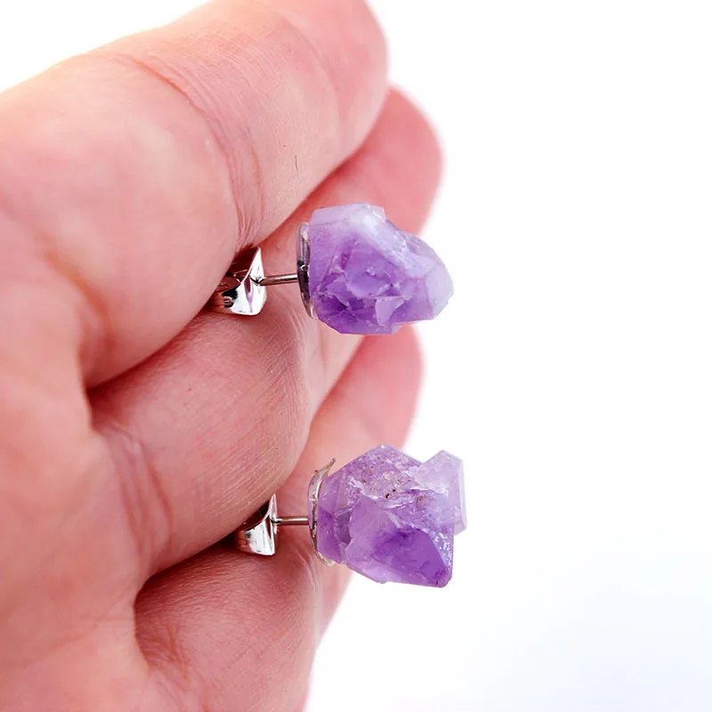 Elegant Amethyst Crystal Stud Earrings