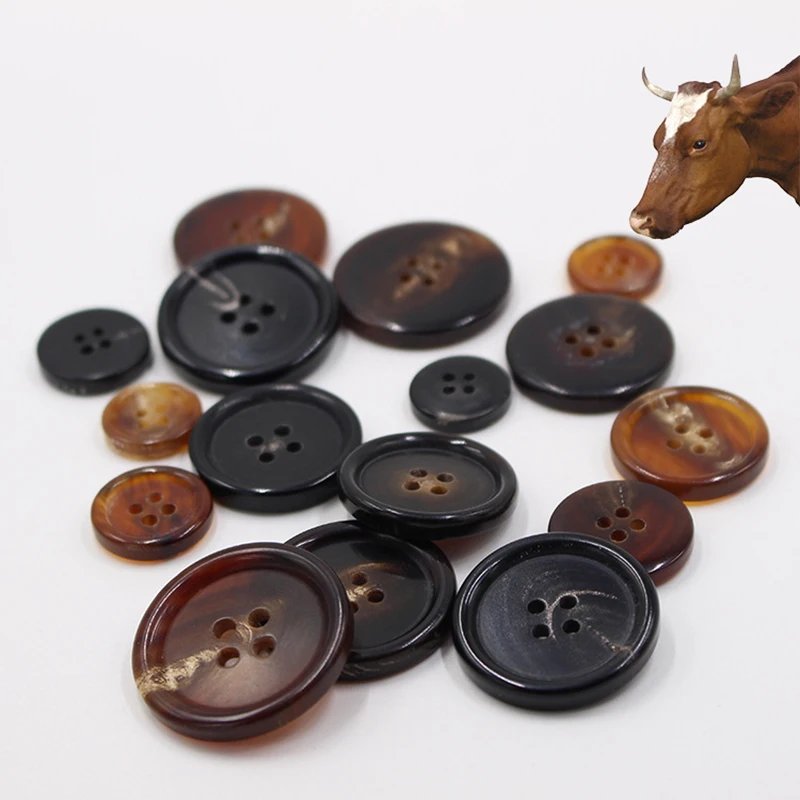10 Vintage Horn Buckle Buttons