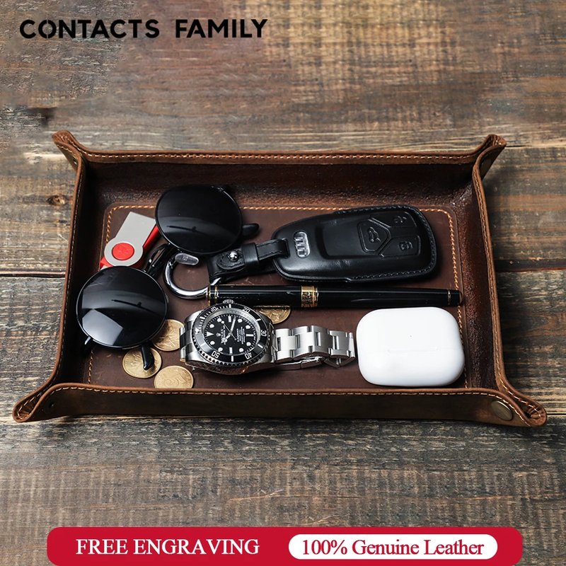 Genuine Leather Foldable Storage Tray