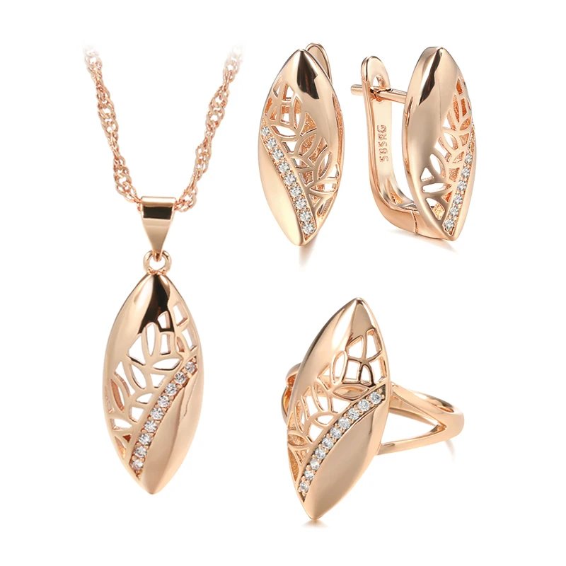 Trendy Rose Gold Wedding Jewelry Set