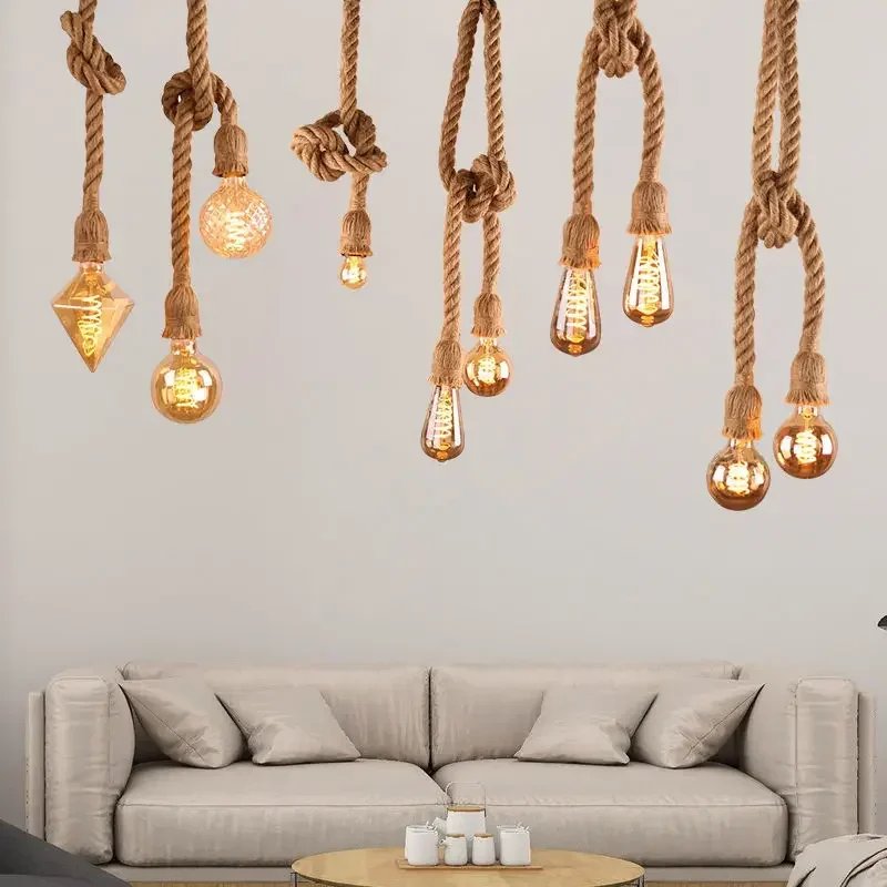 Vintage Hemp Rope Pendant Light