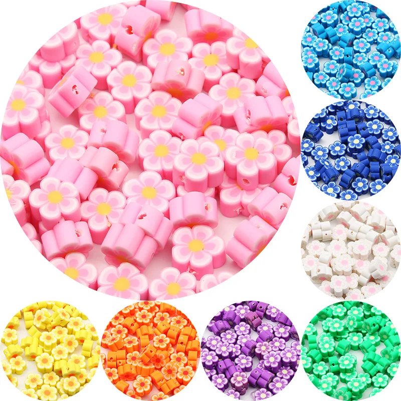 Colorful Polymer Clay Flower Beads