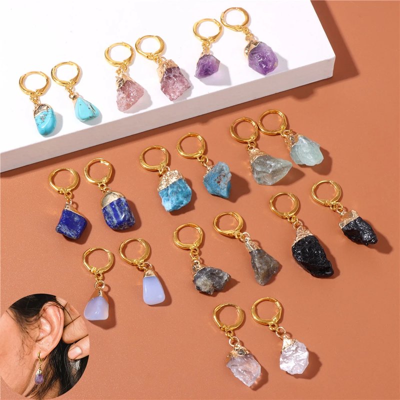 Natural Amethyst Stone Earrings