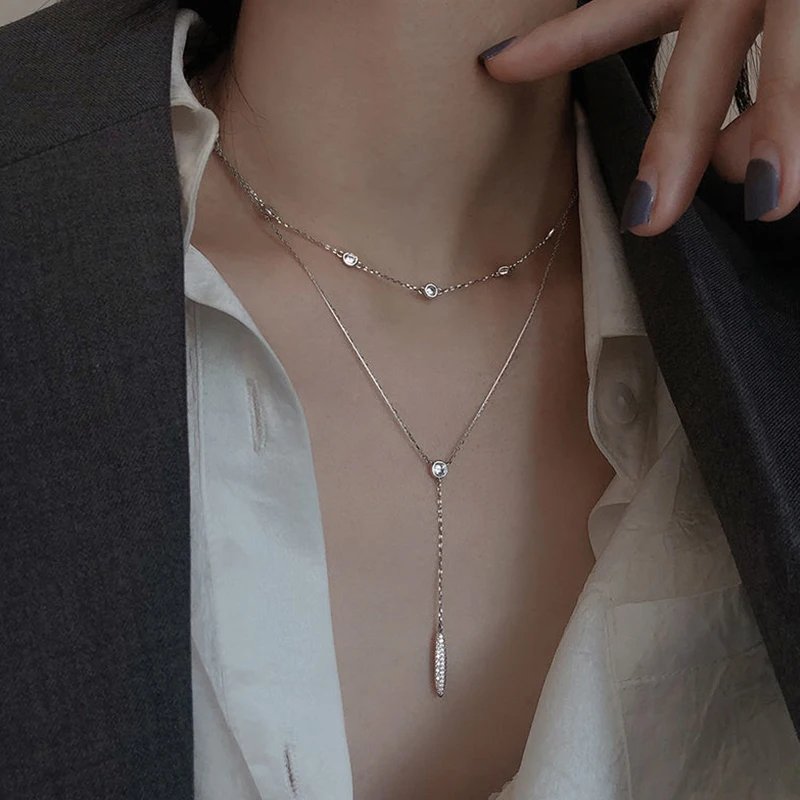 Elegant Double-Layer Zircon Necklace