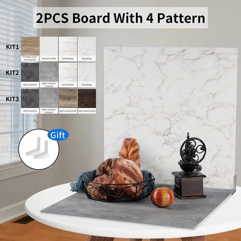 Double-Sided Marble & Wood Backdrops
