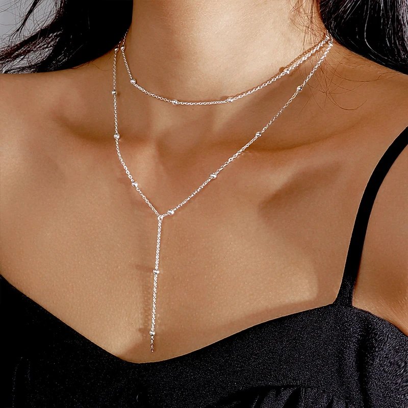 Trendy Double Layer Bead Necklace