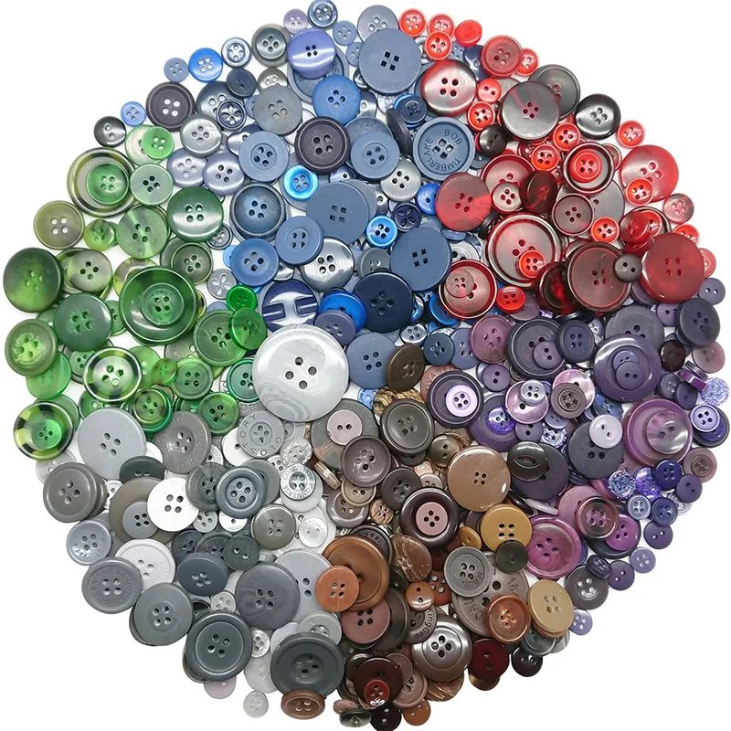 Colorful Round Resin Buttons - 100 Pack