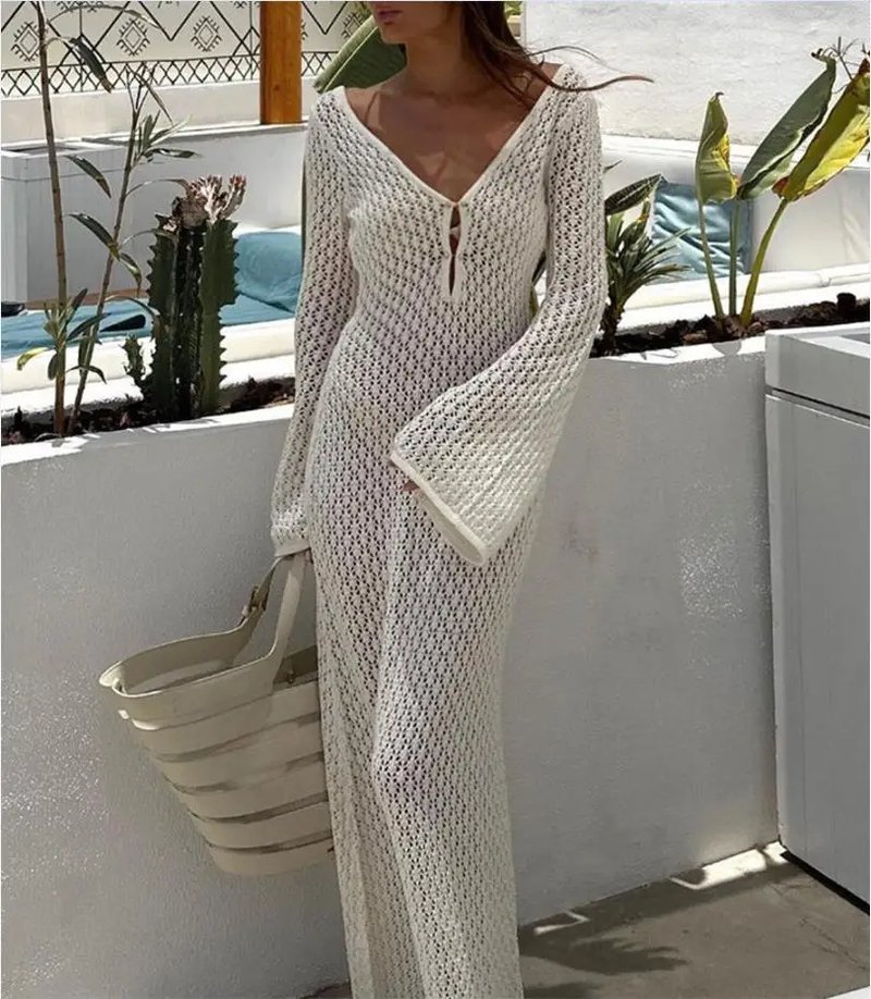 Chic Hollow-Out Beach Cover-Up Dress