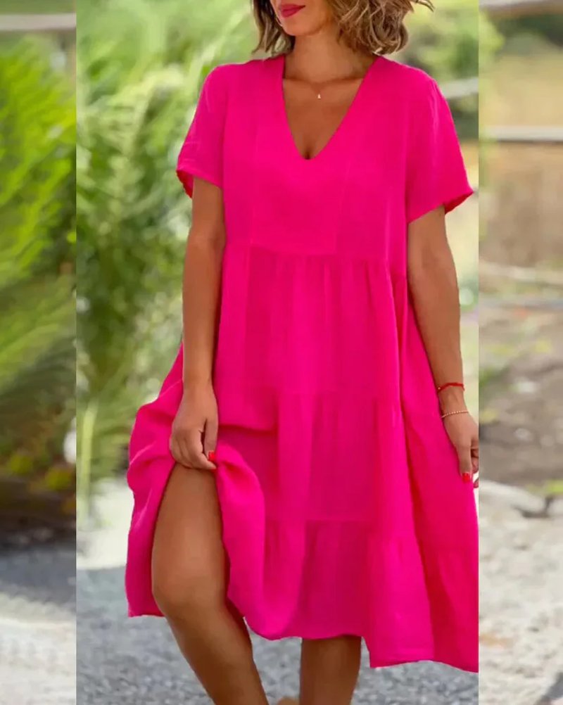 Casual Cotton Linen Women's Dress