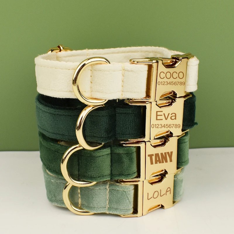 Luxury Velvet Dog Collar & Leash Set