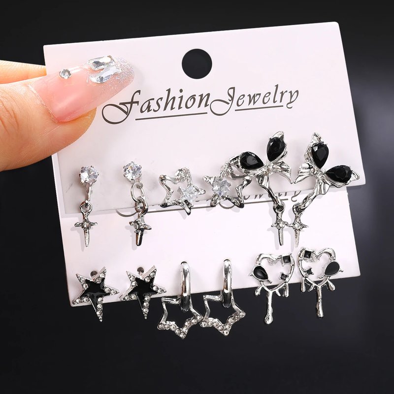 Vintage Gothic Butterfly Earrings Set