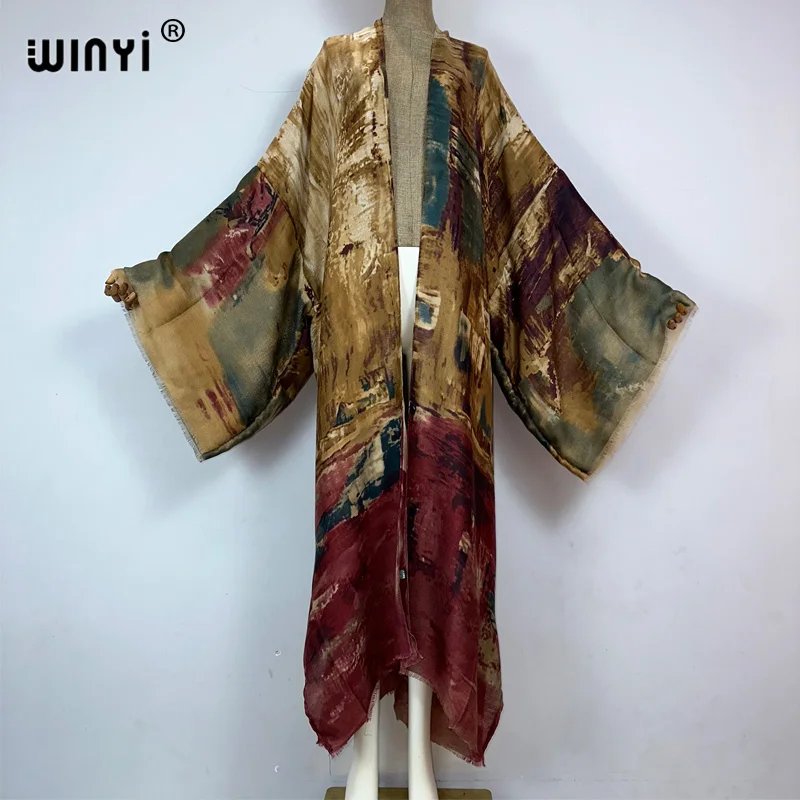 Elegant Oil Print Bikini Cover-Up