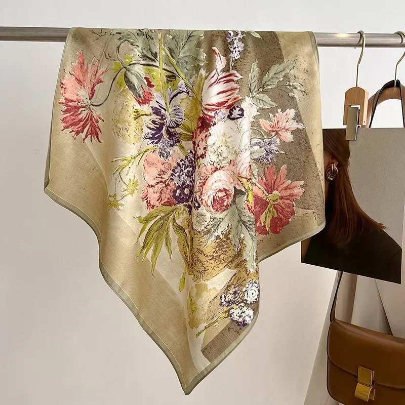 Chic Floral Velvet Square Scarf