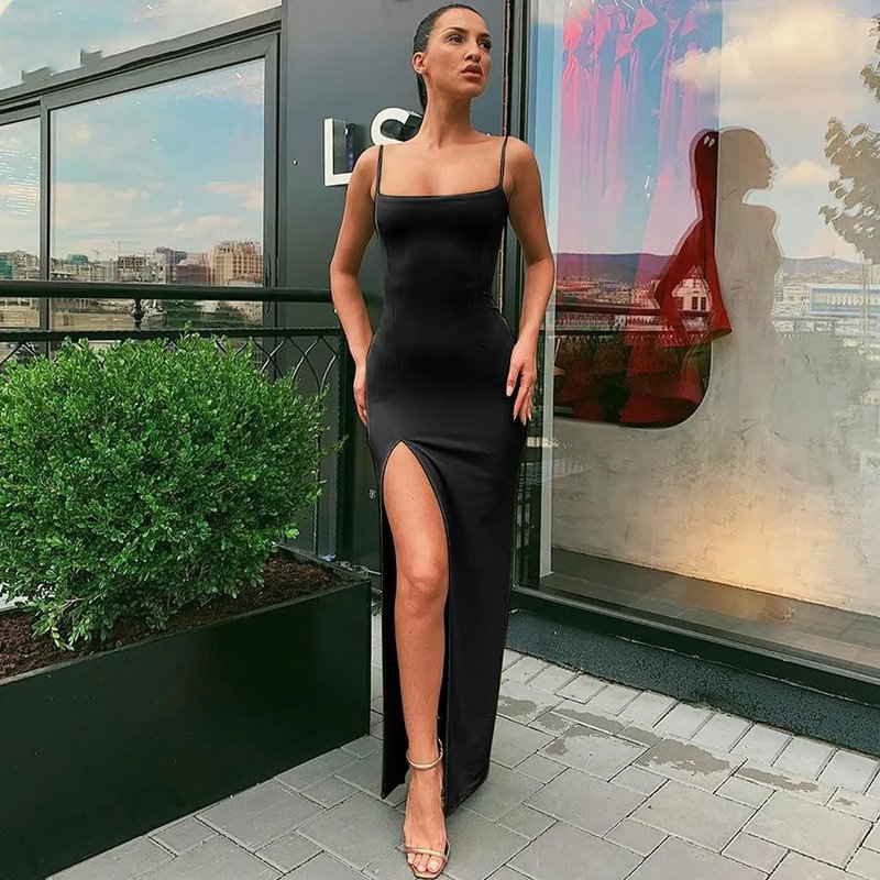 Chic Y2K Slim Fit Split Dress