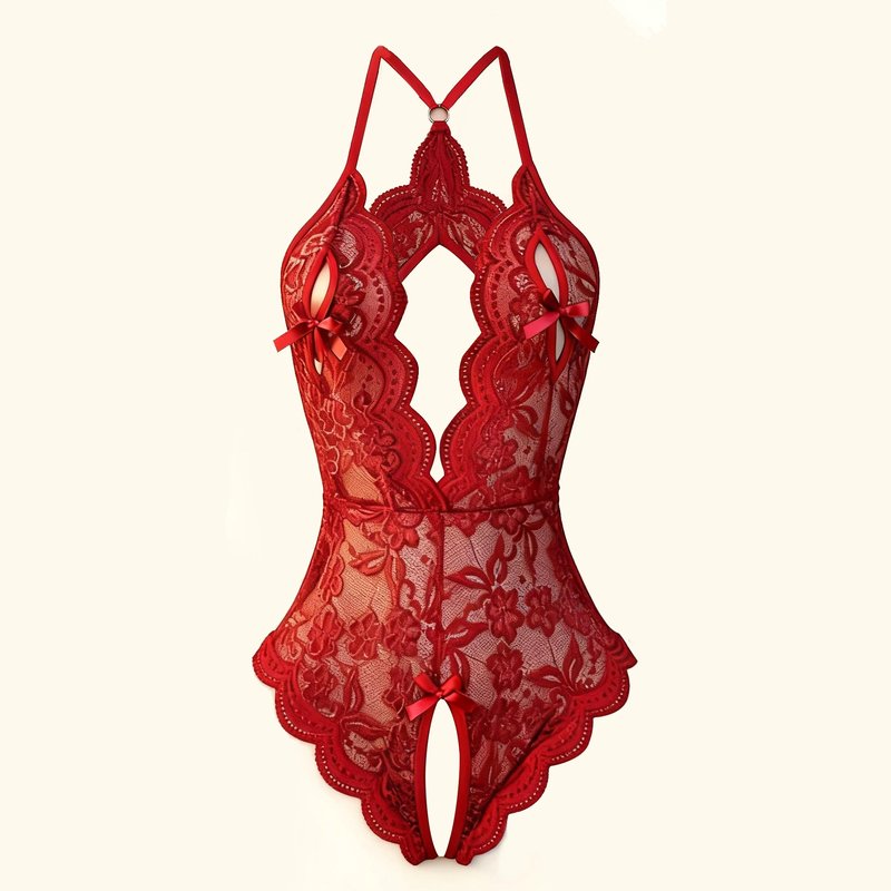 Lace Crotchless Bra Set
