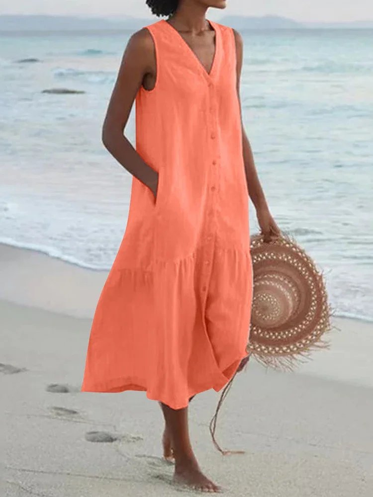Casual Summer Patchwork Midi Dress