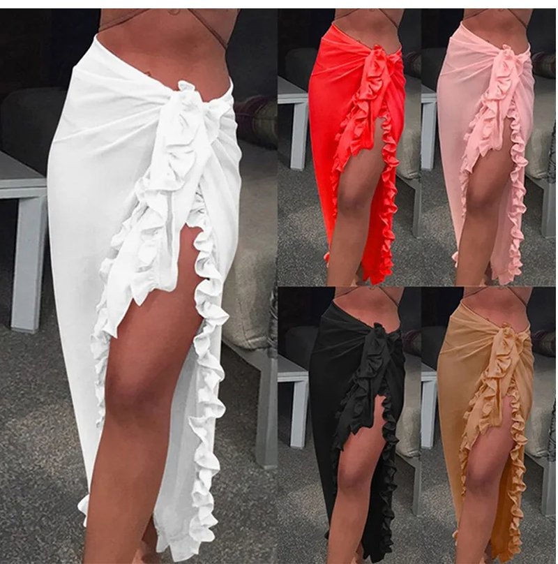Ruffle Sarong Beach Cover-Up