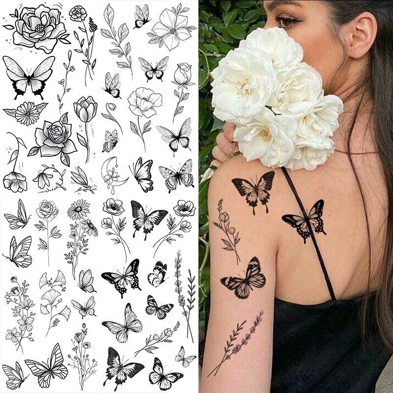 Elegant Floral Temporary Tattoo Sticker