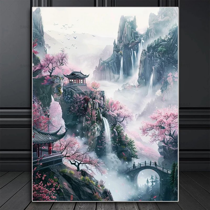 Mountain Waterfall Diamond Painting Art