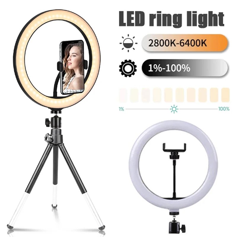 Dimmable 10-Inch LED Selfie Ring Light