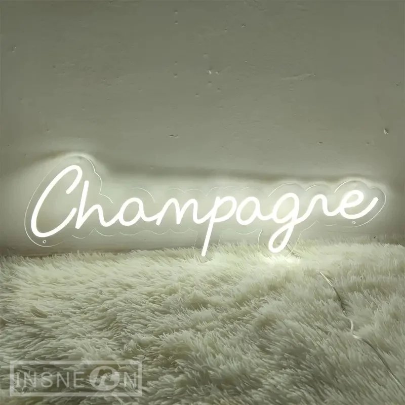 Chic Neon Champagne Wall Sign