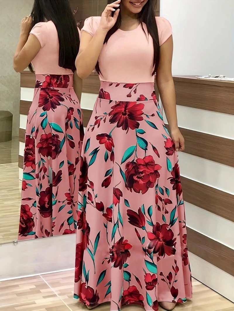 Floral Print Short Sleeve Dress