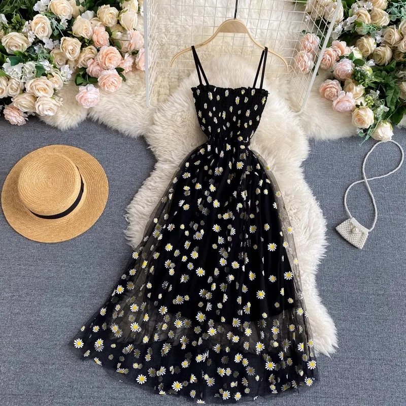 Summer Floral Mesh Party Dress