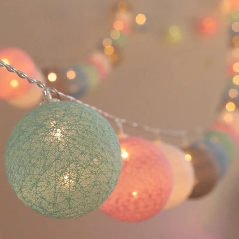 Colorful Cotton Ball String Lights