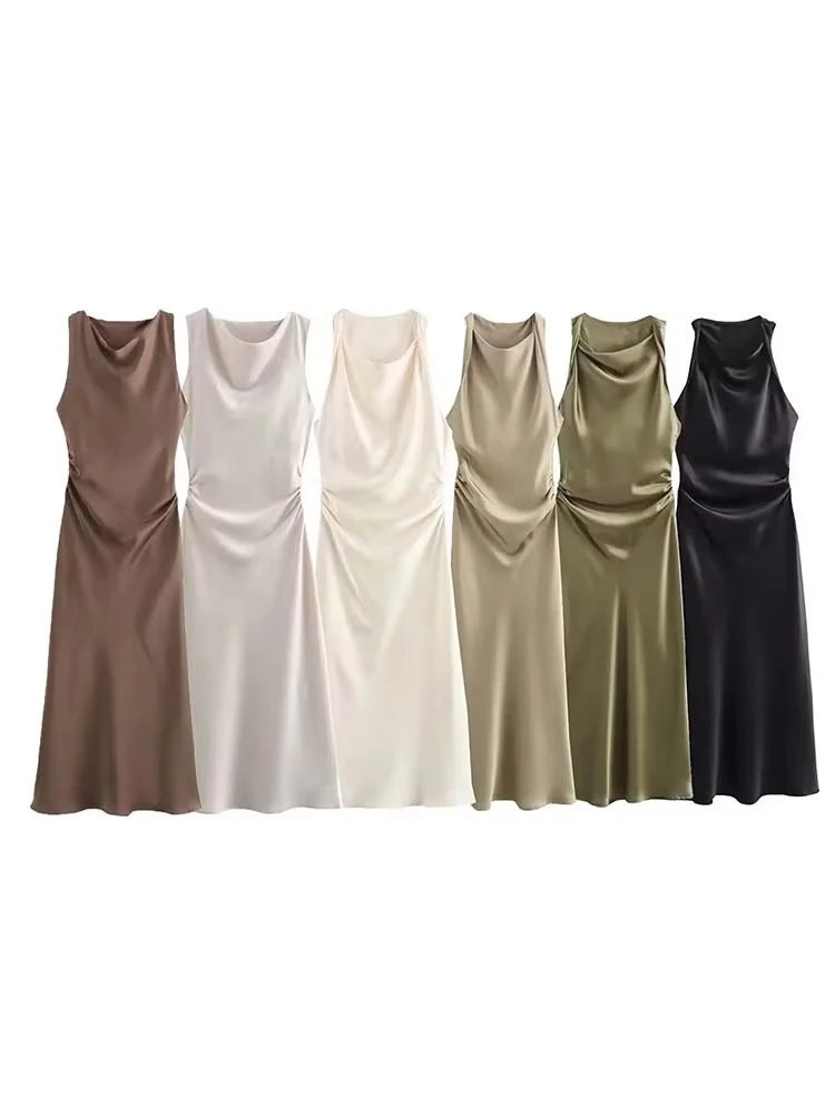 Elegant Satin Slip Midi Dress