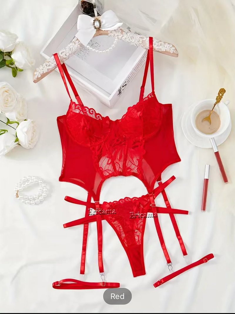 Floral Lace Lingerie Set with Choker